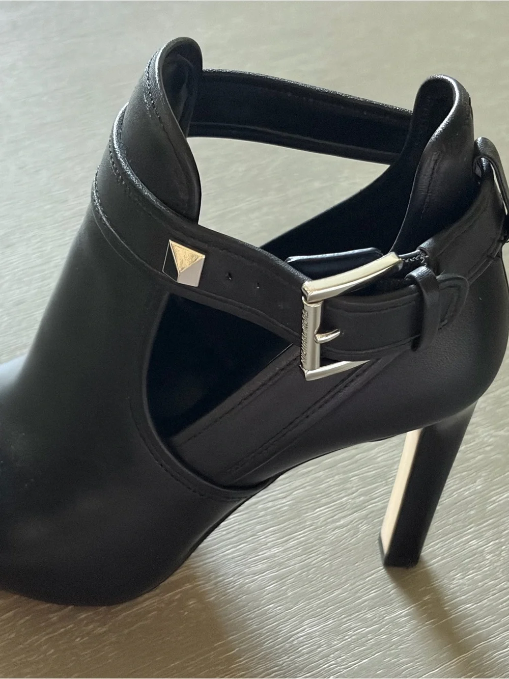 Michael Kors Black Leather Peep Women's Lawson High-Heel